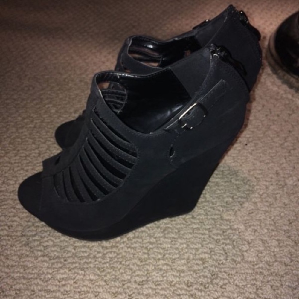 Black wedge heels size 8